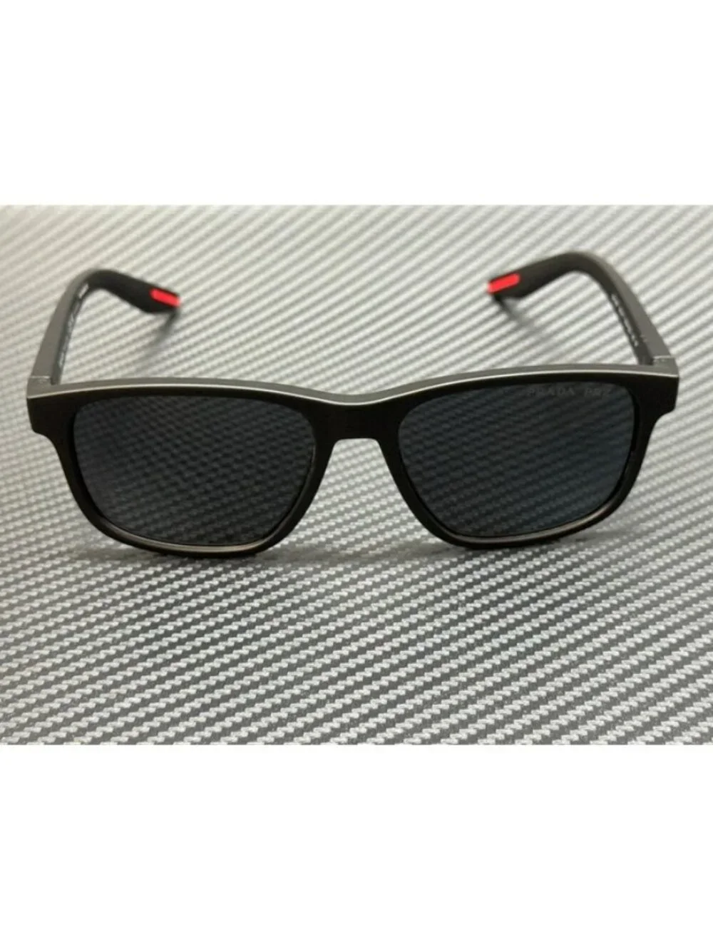 New Prada Linea Rossa Men Black Rubber Sunglasses 56-17-145